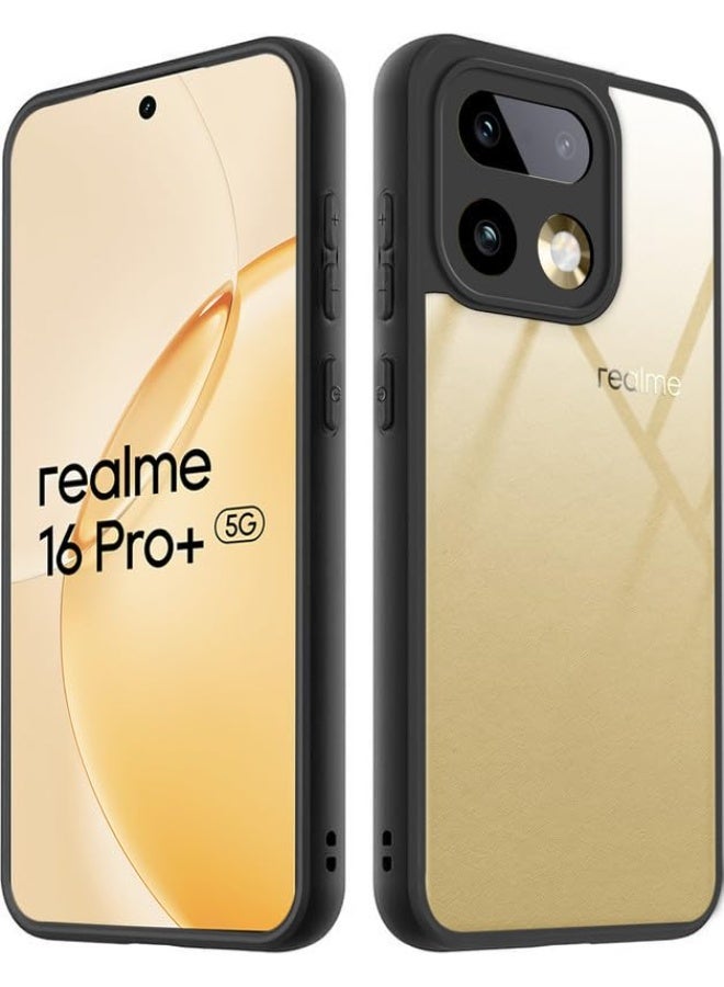 Muzz Case Back Cover for Realme 16 Pro Plus 5G, Shockproof Transparent Hard Back with Black Bumper, 360° Protection, PC & TPU Material, Anti-Slip Grip, Camera Protection - Image 1